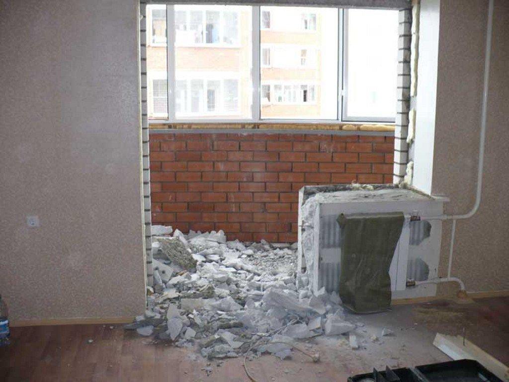 Снос стены балкона
